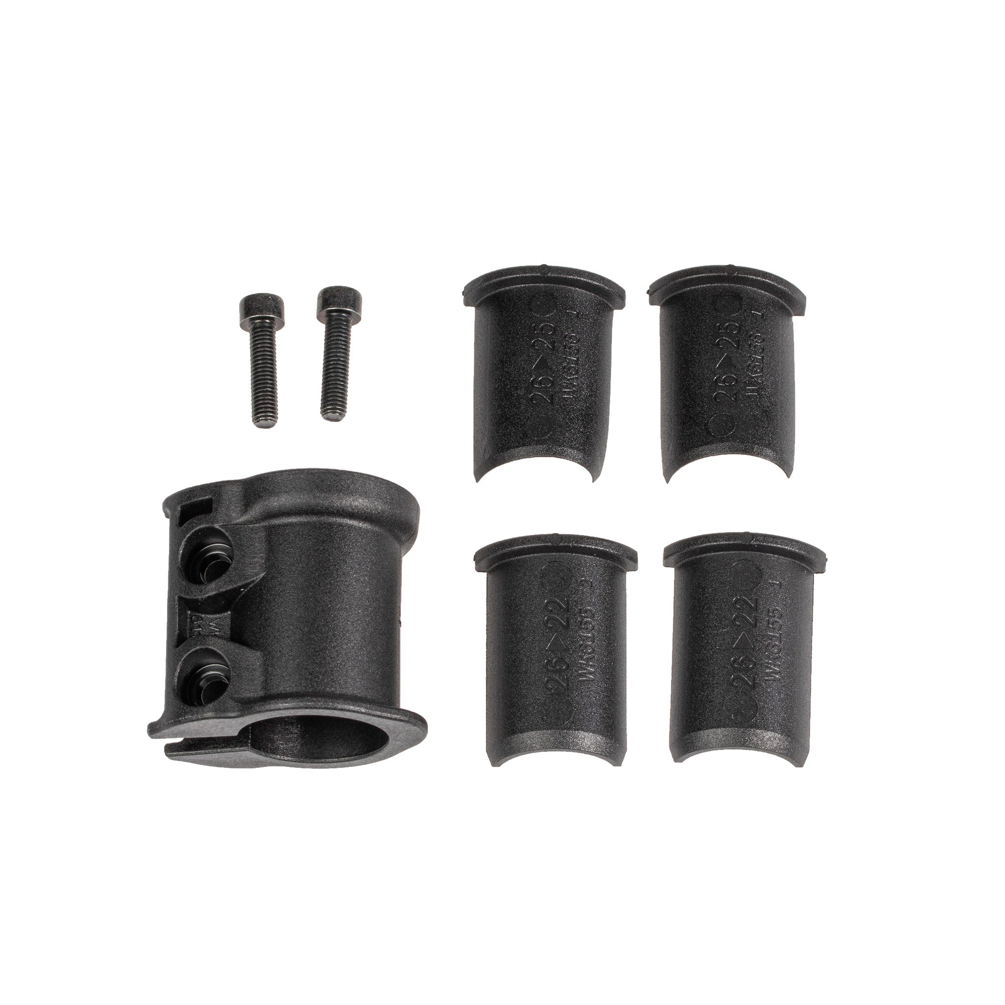 Collier adaptateur ORTLIEB Seat-Pack en plastique noir avec vis et inserts pour différentes tiges de selle