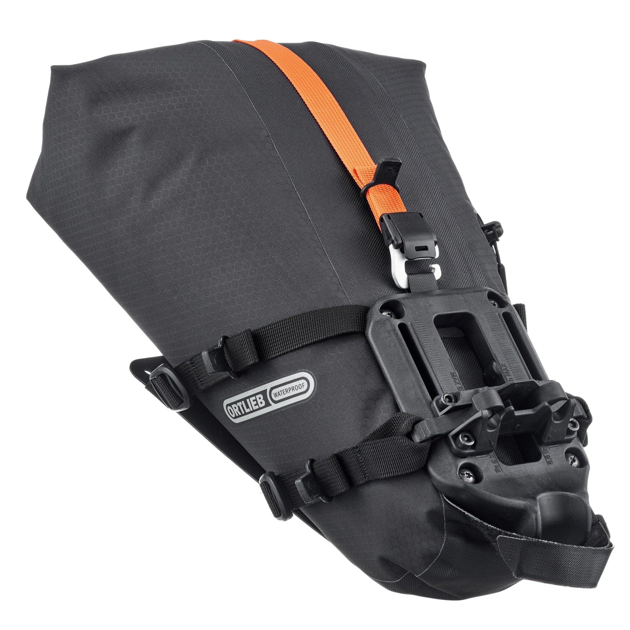 Sac de vélo ORTLIEB Seat-Pack QR couleur black-matt vue latérale avec fermeture par enroulement