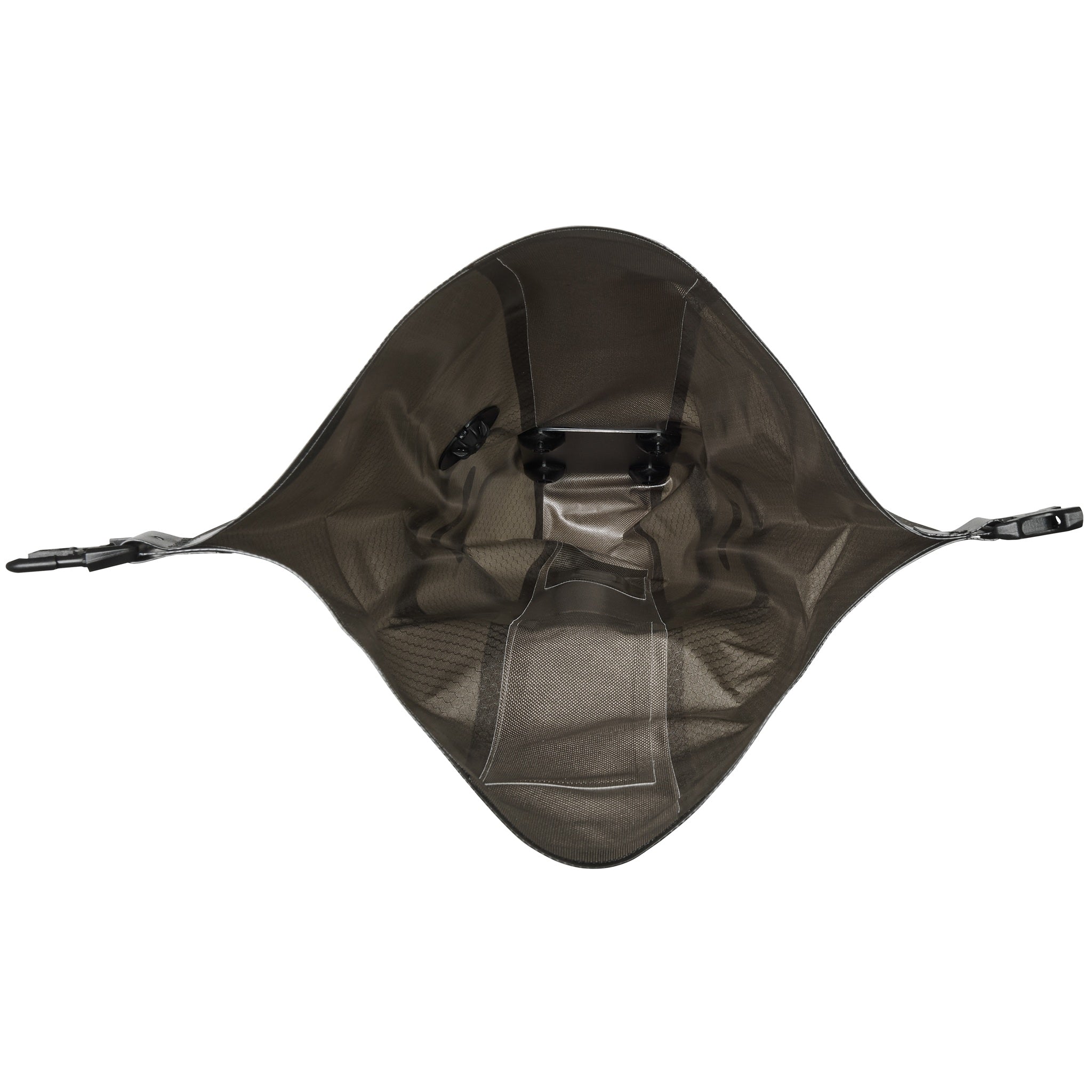 Vue intérieure du sac ORTLIEB Seat-Pack QR couleur dark-sand ouvert montrant la structure interne