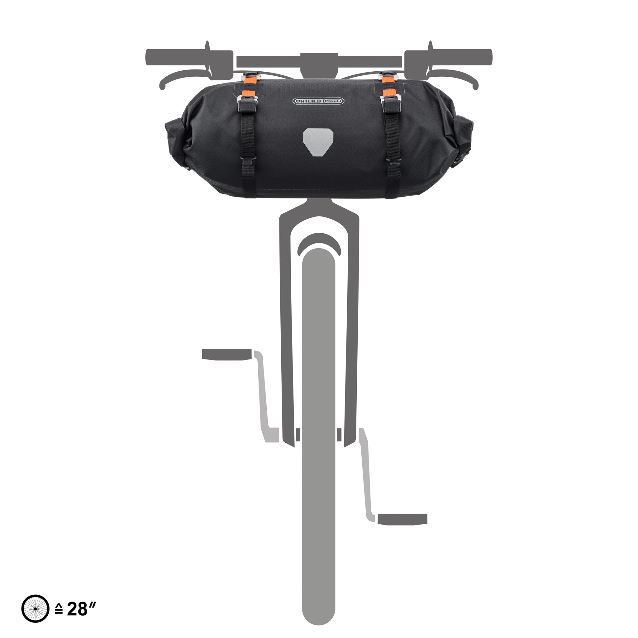 Illustration du ORTLIEB Handlebar-Pack Flex couleur black-matt monté sur le guidon du vélo