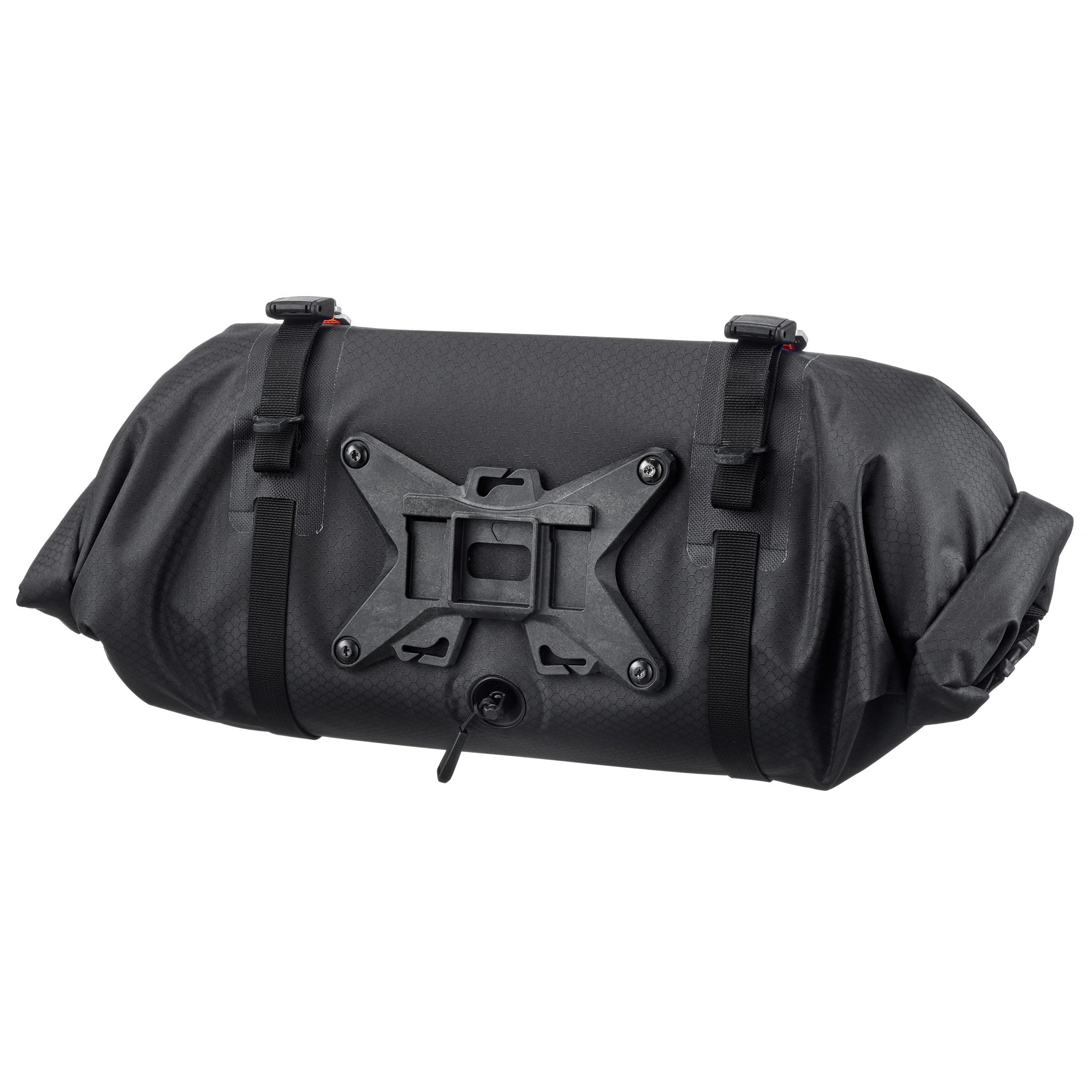 Vue arrière du ORTLIEB Handlebar-Pack Flex couleur black-matt avec renfort plastique et support