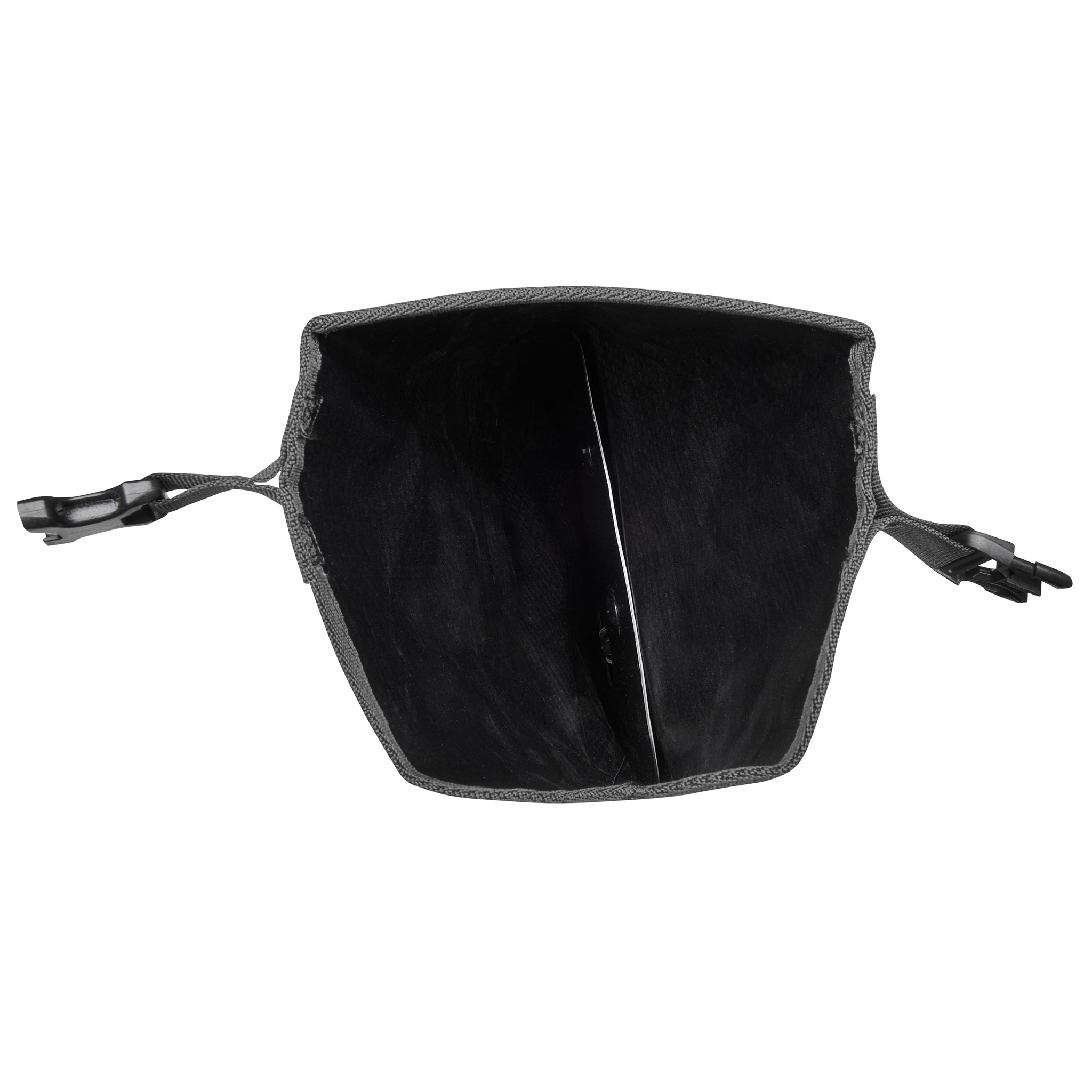 Vue intérieure du ORTLIEB Handlebar-Pack Flex couleur black-matt avec structure renforcée et tissu étanche
